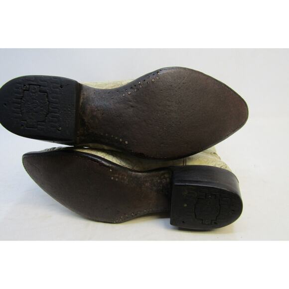 Rodeo Bravo Mens Size 8.5 D / 27.5 MEX Cream Leather Caiman Cowboy Western Boots - Picture 9 of 11